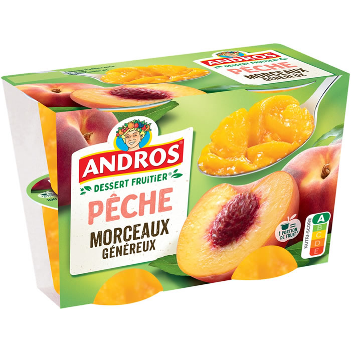 ANDROS – Dessert de pêche avec morceaux 4 x100g