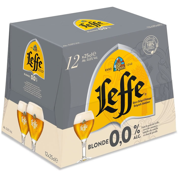 LEFFE – Bière blonde sans alcool 0,0° 12 x 25 cl