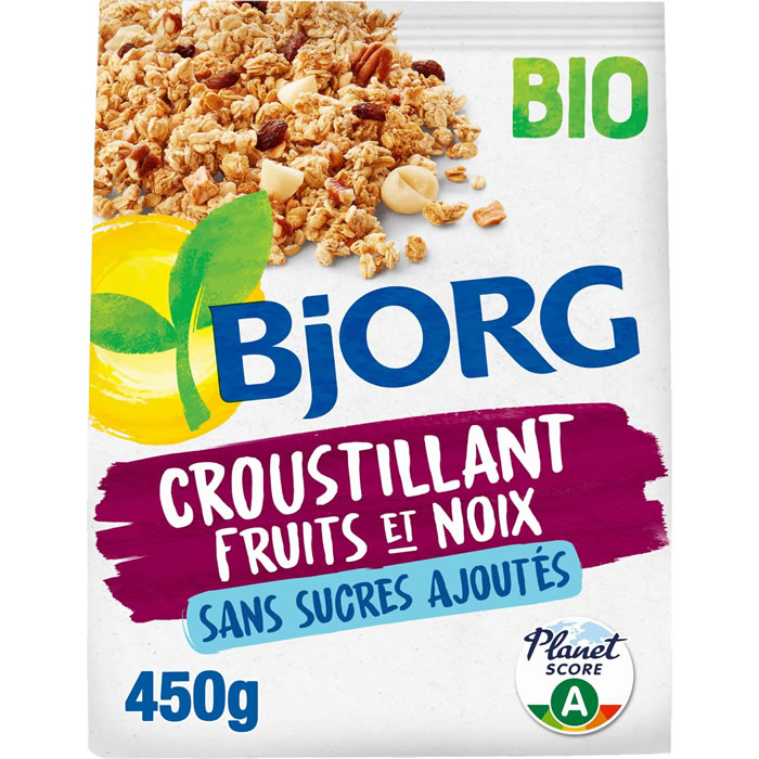 BJORG – Céréales croustillant au fruits et noix sans sucre ajoutés 450 g