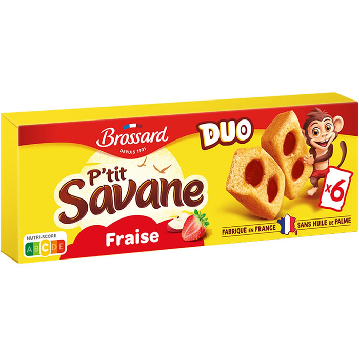 BROSSARD P’tit Savane – Gâteaux lunettes fourrés à la fraise 150 g