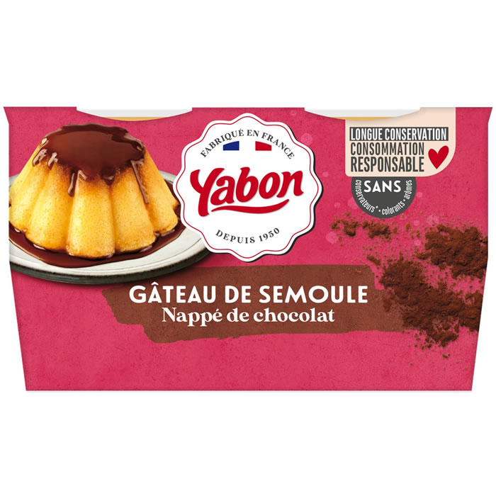 YABON – Gâteau de semoule nappé au chocolat 4 x 125 g