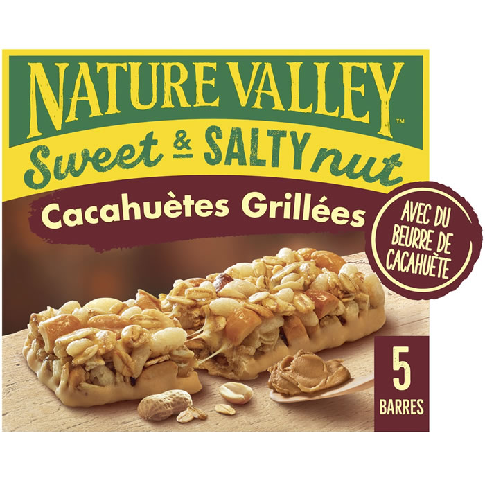 NATURE VALLEY Sweet & Salty Nut – Barres céréalières à l’avoine et cacahuètes grillées 5x30g