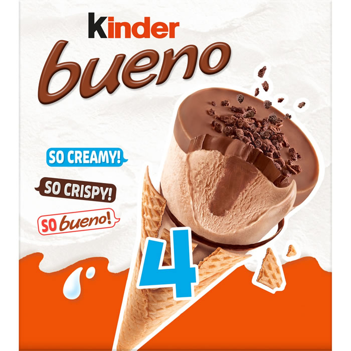KINDER Bueno – Cônes glacés au chocolat et noisettes 4x62g