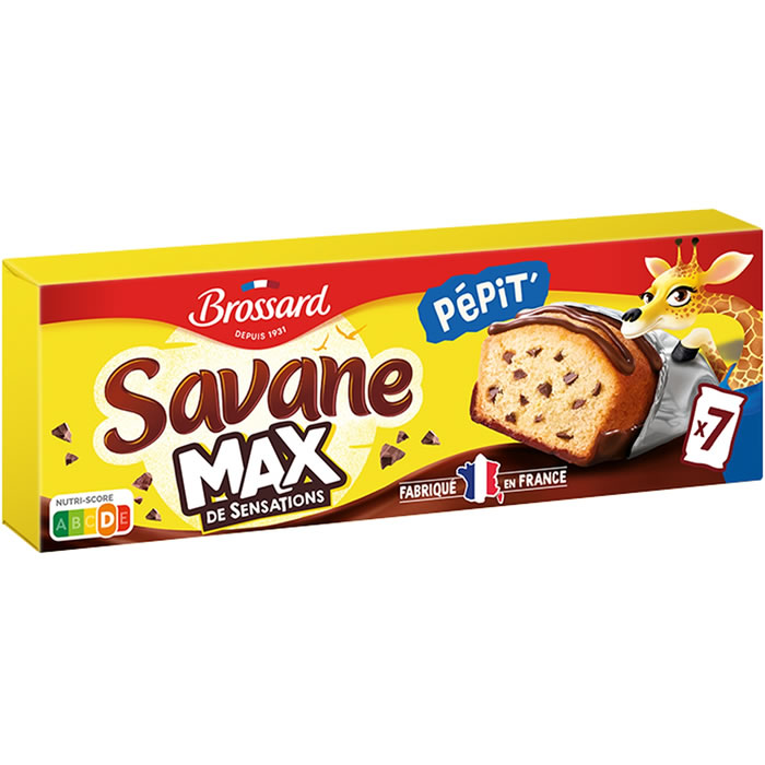BROSSARD Savane Max – Gâteaux moelleux aux pépites au chocolat au lait 210 g