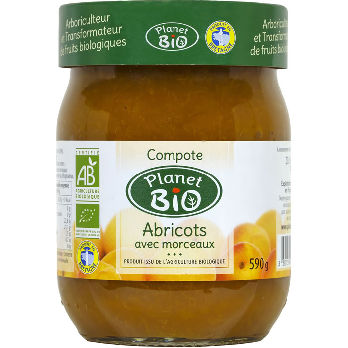 PLANET BIO – Compotée d’abricots avec morceaux bio 590 g