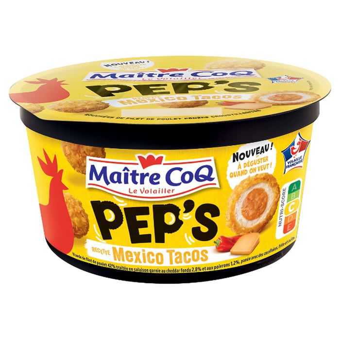 MAITRE COQ Pep’s Boulettes de poulet panée fourré au cheddar et aux poivrons