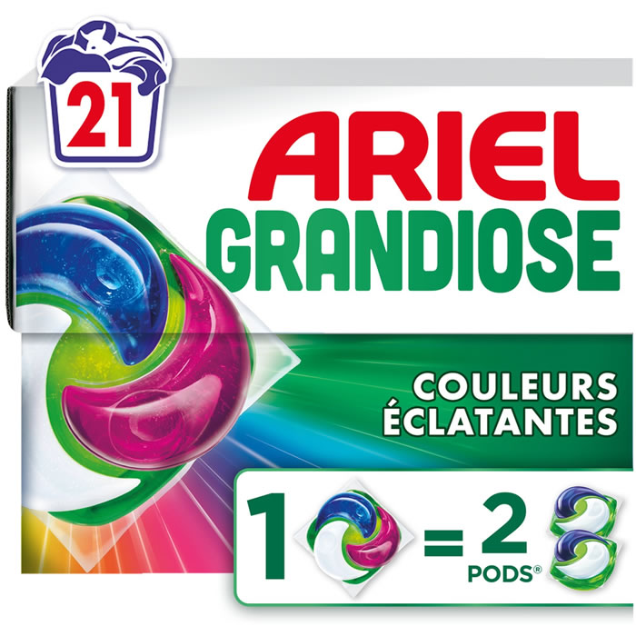 ARIEL Grandiose Lessive capsule détachante et anti-odeur 21 capsules