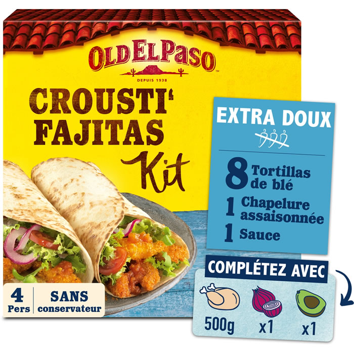 OLD EL PASO – Kit pour crousti fajitas extra doux 521g
