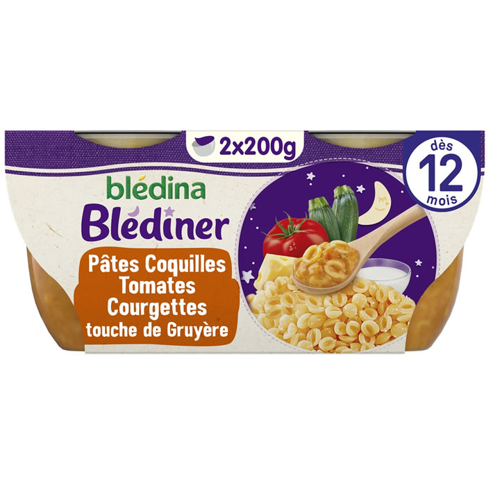 BLEDINA Blédîner – Pâtes, tomates, courgettes et lait 2 x 200 g