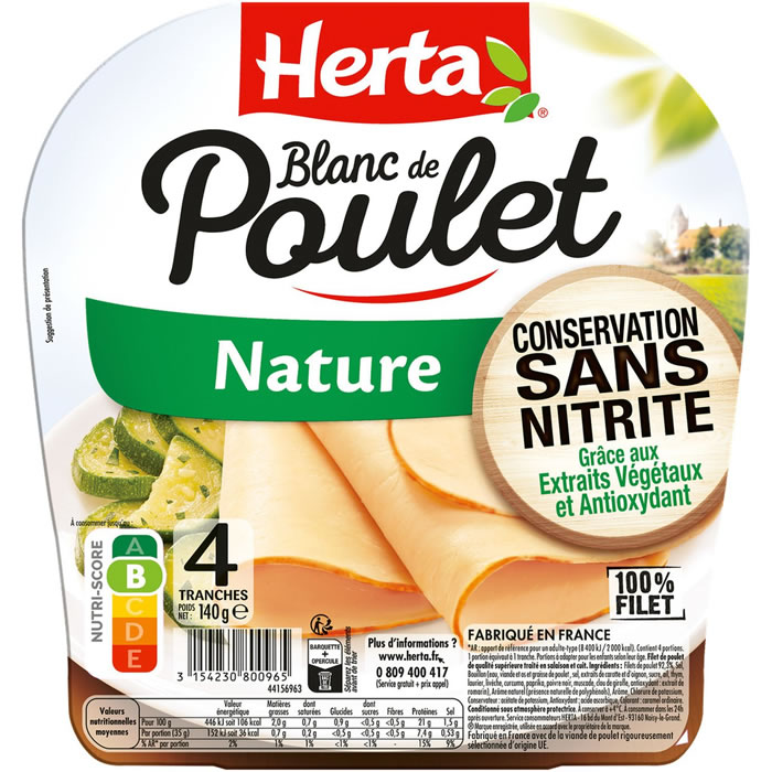 HERTA – Blanc de poulet sans nitrite 140 g