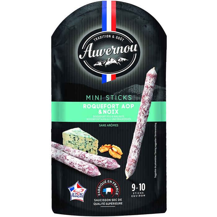 AUVERNOU – Mini saucissons secs au Roquefort AOP et noix 100g