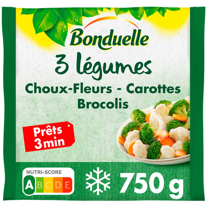 BONDUELLE – Choux fleurs, carottes et brocolis précuit vapeur 750g
