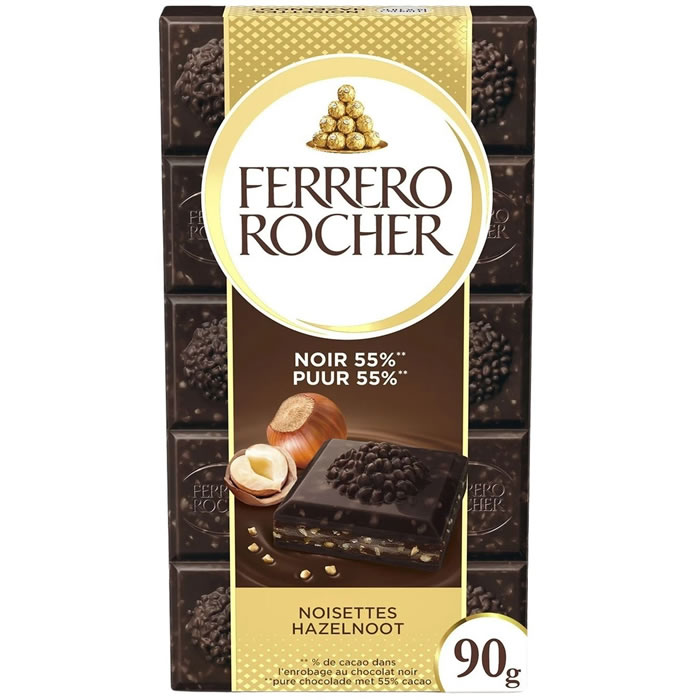 FERRERO ROCHER – Tablette de chocolat noir aux noisettes entières 90g