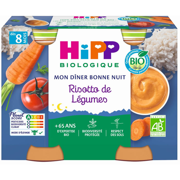 HIPP Bonne Nuit – Risotto de légumes 2×190 g
