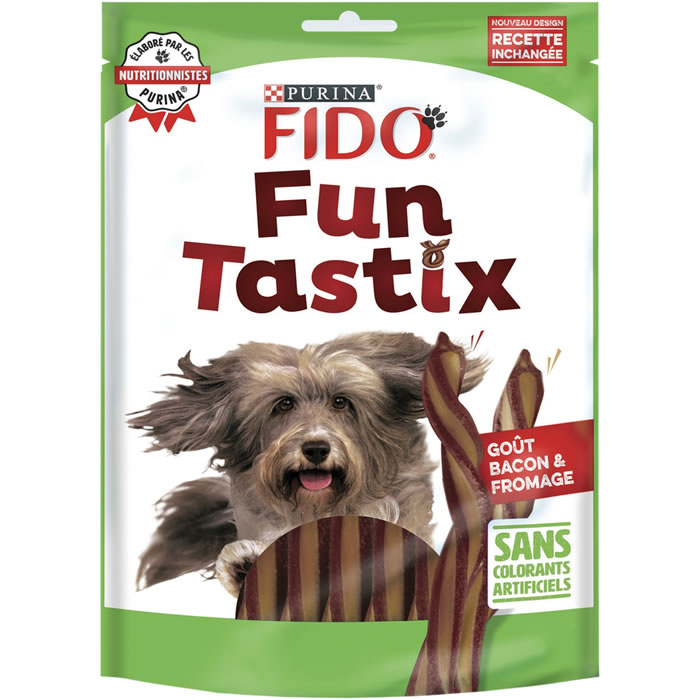 PURINA FIDO – Funtastix friandises torsadées bacon et fromage (150 g)