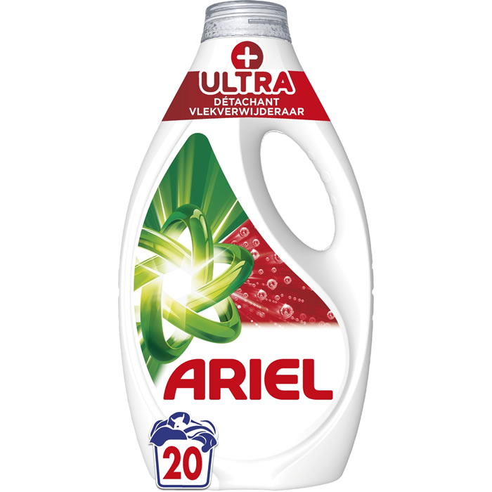 ARIEL + Ultra Lessive liquide ultra-détachante Petit Format 20 lavages