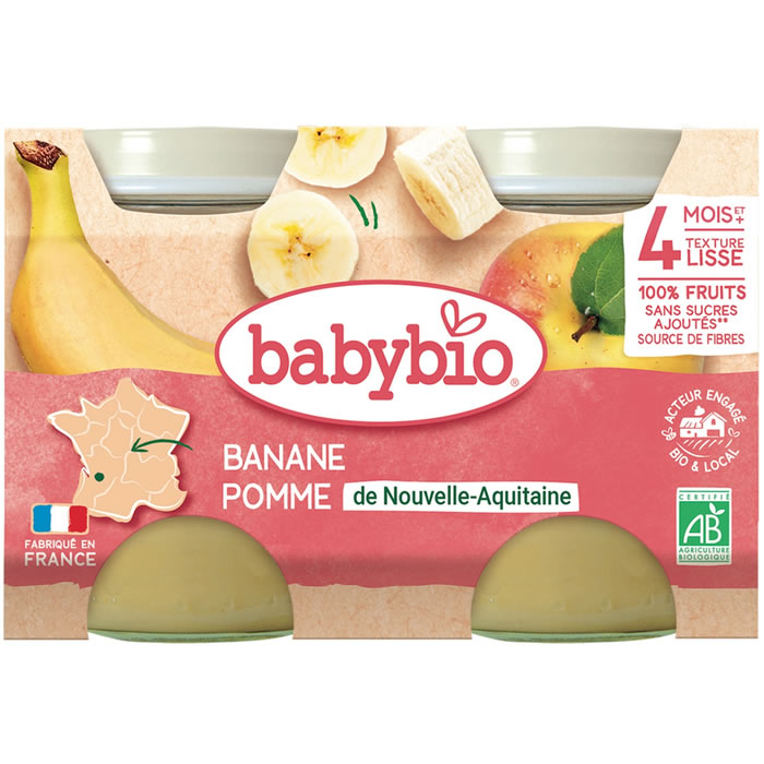 BABYBIO – Pomme et banane 2 x 130 g