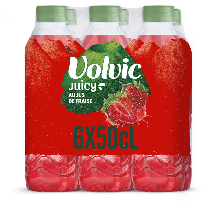 VOLVIC Juicy – Eau aromatisée à la fraise 6 x 50 cl