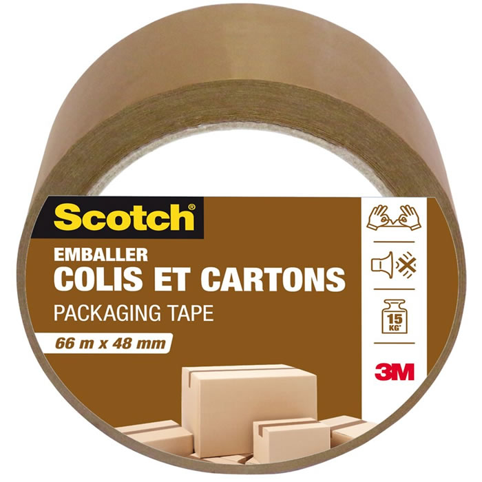 SCOTCH 3M Gros rouleau adhésif d’emballage 66 m marron