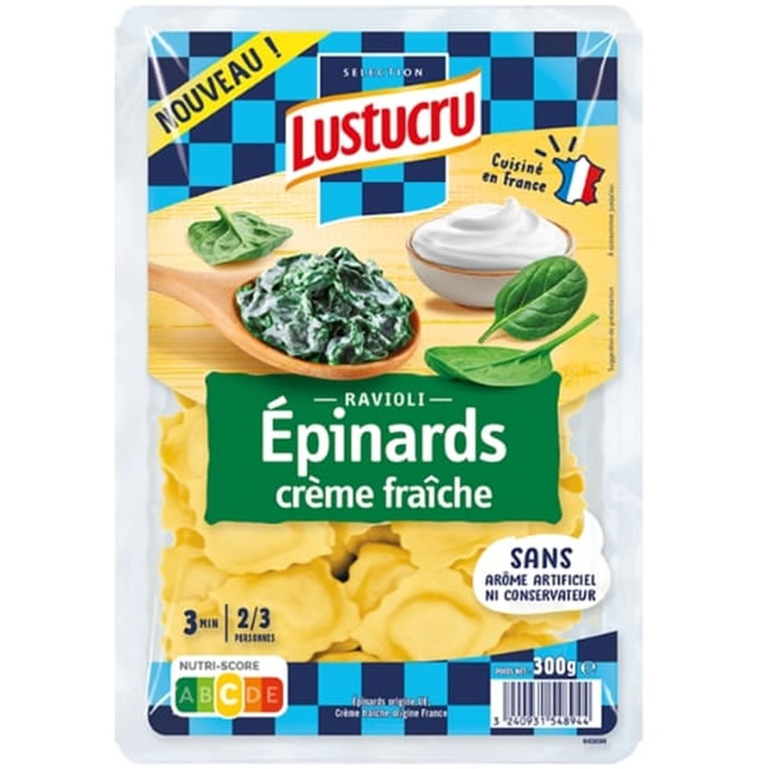 LUSTUCRU – Raviolis aux épinards et crème fraîche 300g