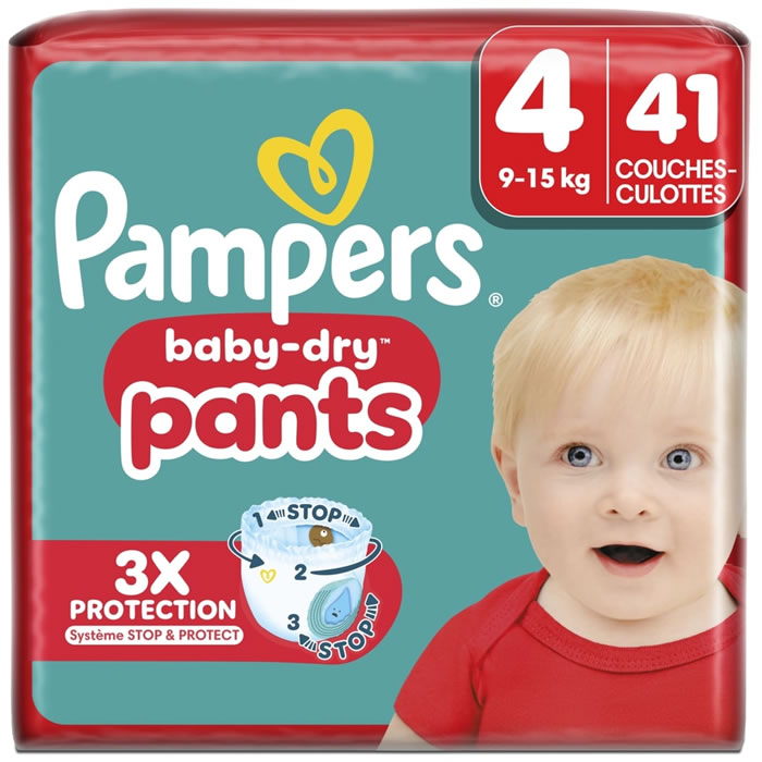 PAMPERS Baby-Dry Pants – Couches-culottes taille 4 (9-15 kg) 41 culottes