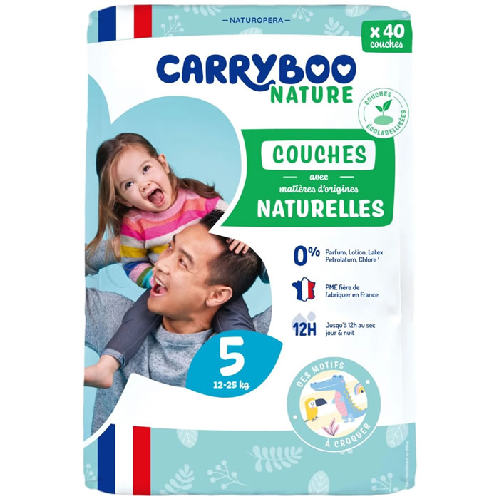 CARRYBOO Nature – Couches taille 5 (12-25 kg) 40 couches