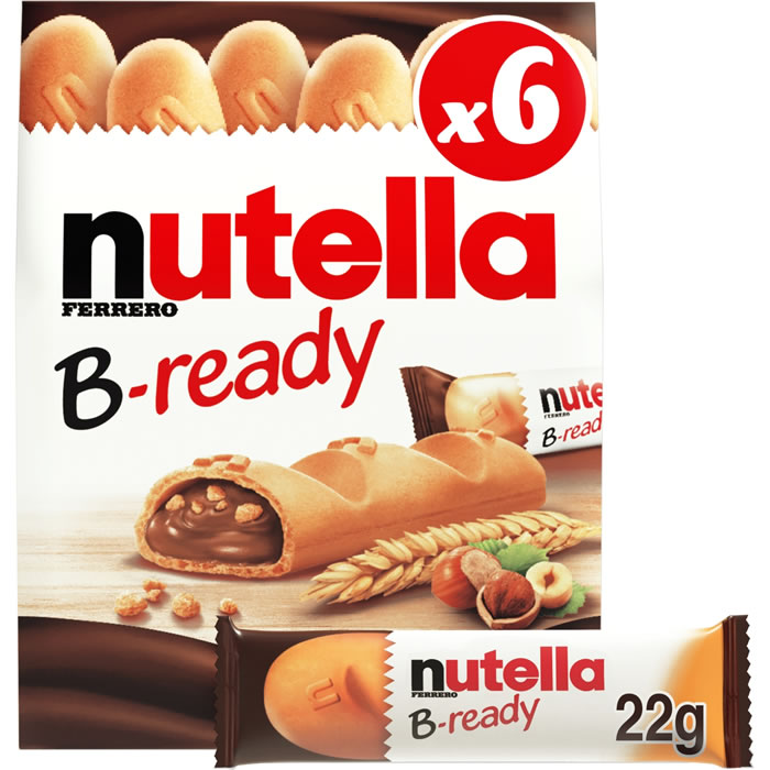 NUTELLA B-Ready – Barres biscuitées croustillantes au chocolat Nutella 6x22g