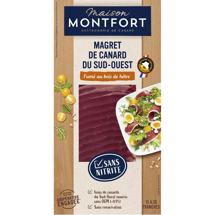 MAISON MONTFORT – Magret de canard fumé et tranché du Sud‑Ouest 80 g