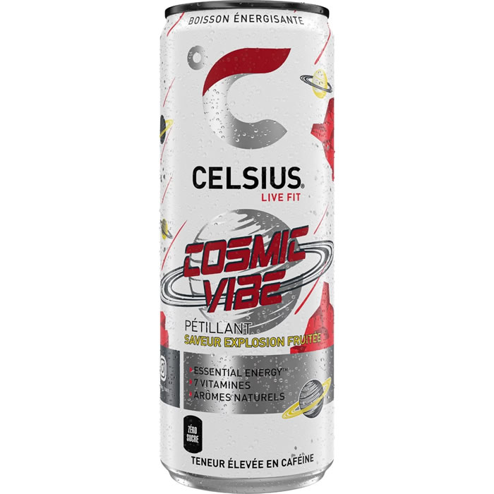 CELSIUS Cosmic Vibe – Boisson énergisante gazeuse multifruits sans sucre 35,5 cl