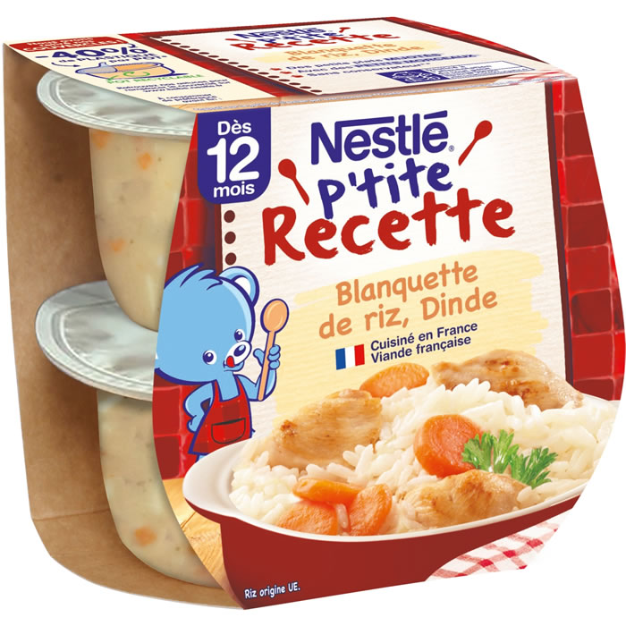 NESTLE P’tite Recette – Blanquette de riz et dinde 2 x 200 g