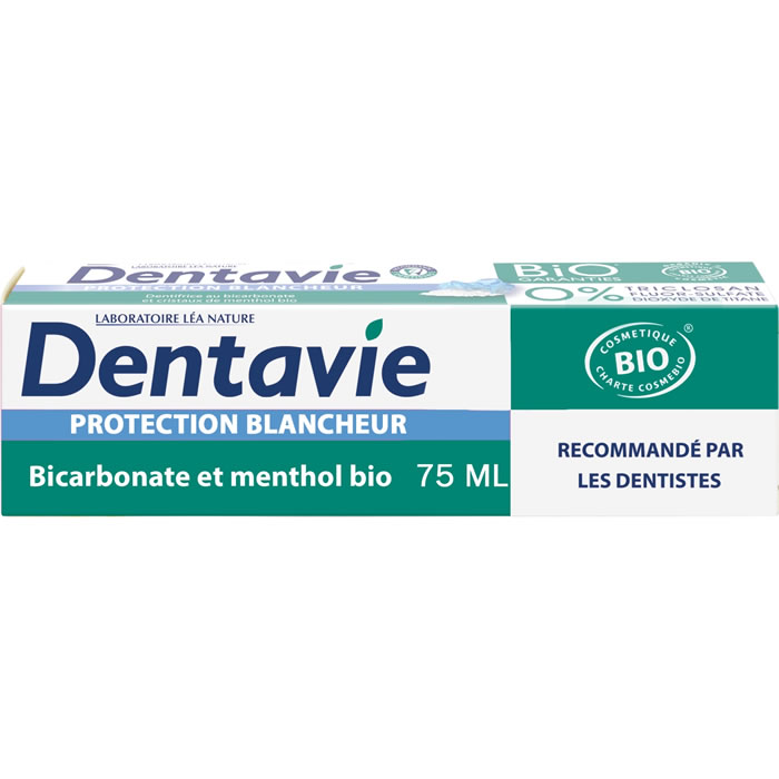DENTAVIE – Dentifrice protection et blancheur au bicarbonate bio – 75 ml