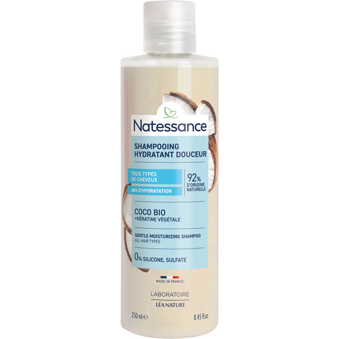 NATESSANCE Shampoing extra-doux brillance coco et kératine végétale 250 ml