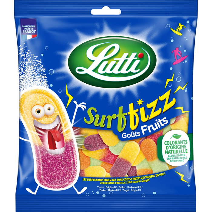 LUTTI Surffizz Bonbons langues gélifiés et acidulés aromatisés aux fruits 200g