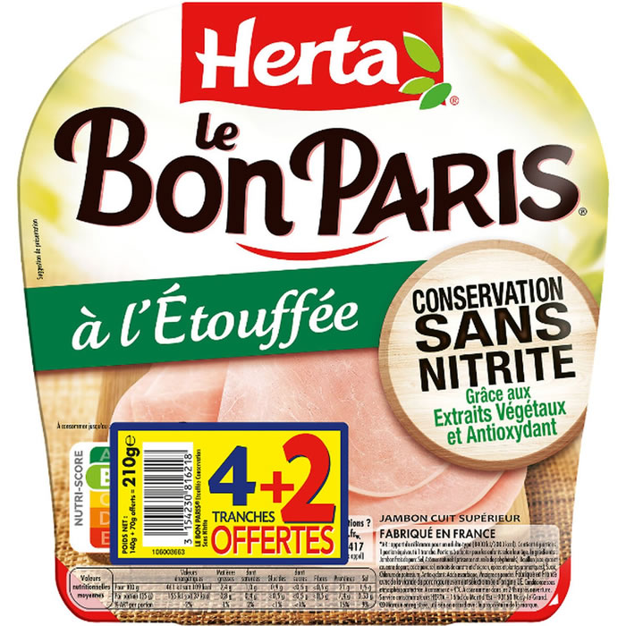 HERTA Le Bon Paris Jambon cuit à l’étouffée sans nitrite