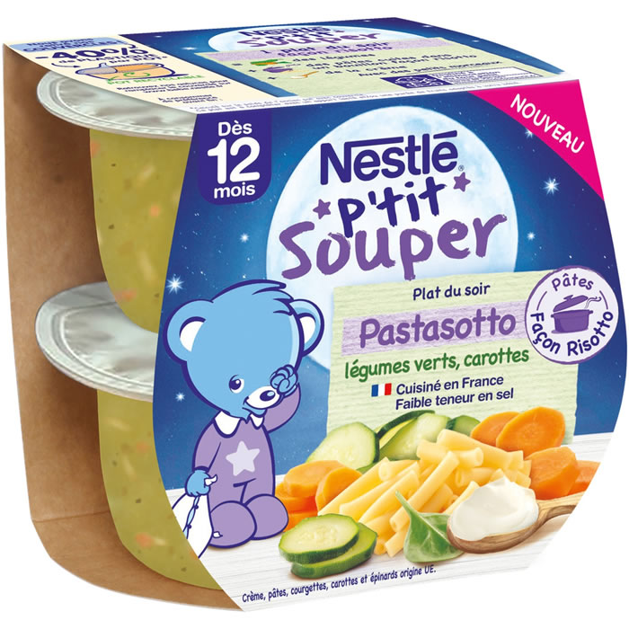 NESTLE P’tit Souper – Pâtes, légumes verts et carottes 2×200 g