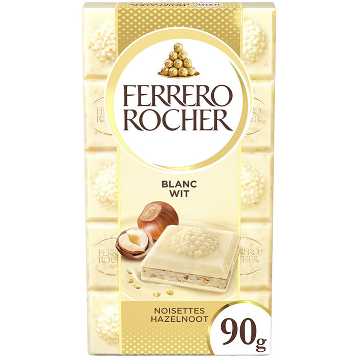 FERRERO ROCHER – Tablette de chocolat blanc aux noisettes entières 90g