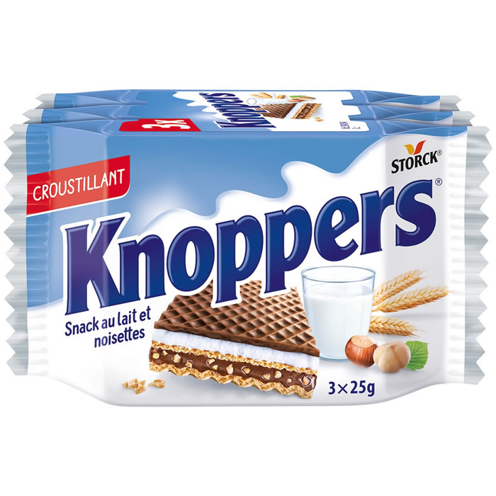 KNOPPERS – Gaufrettes croustillantes au lait et chocolat noisette 75 g