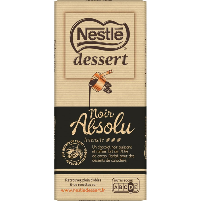 NESTLE Dessert – Tablette de chocolat noir pâtissier Absolu 70% 170g