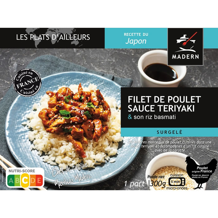 MADERN – Riz basmati et filet de poulet sauce teriyaki micro-ondes 300g