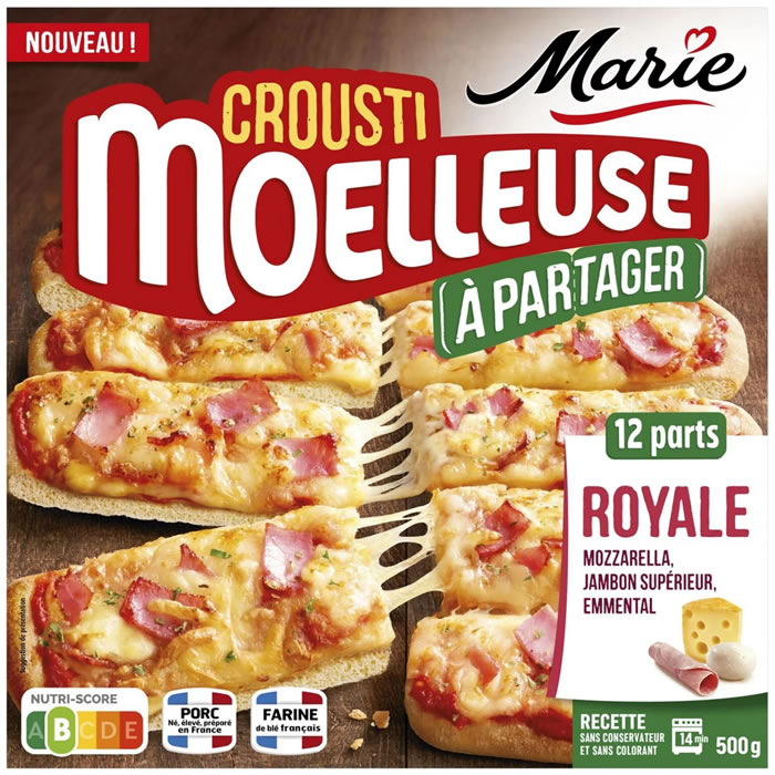 MARIE Crousti Moelleuse – Pizza jambon et fromage à partager (500g)