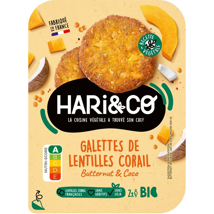 HARI & CO – Galettes de lentilles corail, butternut et coco bio 2x85g