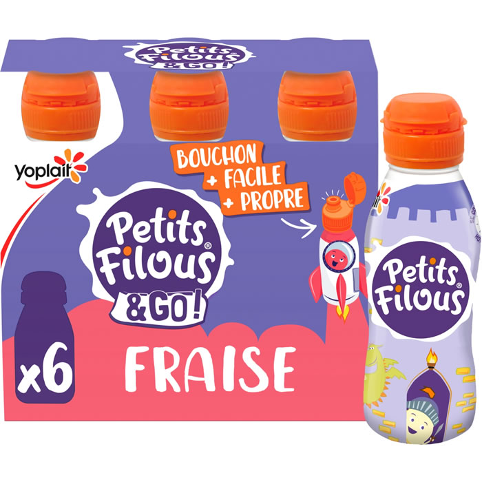 Yoplait Petits Filous & Go – Yaourts à boire à la fraise 6x100g