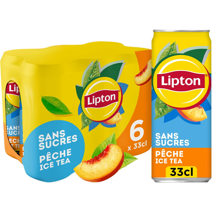 LIPTON Ice Tea Zéro – Thé glacé aromatisé à la pêche sans sucres 6 x 33 cl