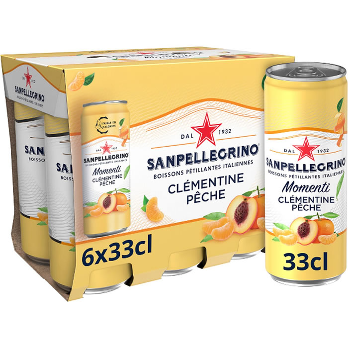 SAN PELLEGRINO Momenti – Eau gazeuse clémentine et pêche 6 x 33 cl
