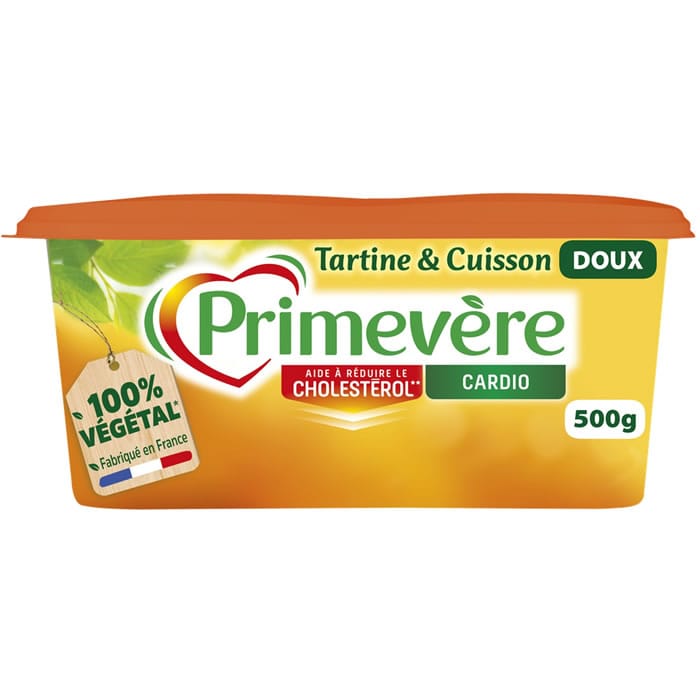 PRIMEVERE Cardio – Margarine doux pour tartine et cuisson – 500g