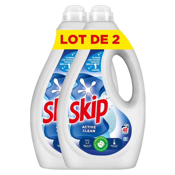 SKIP Active Clean Lessive liquide 2 x 1,68 L 80 lavages