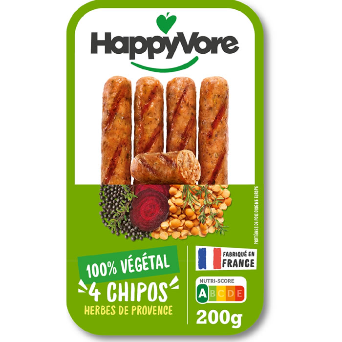 HAPPYVORE – Chipolatas végétales aux herbes de Provence