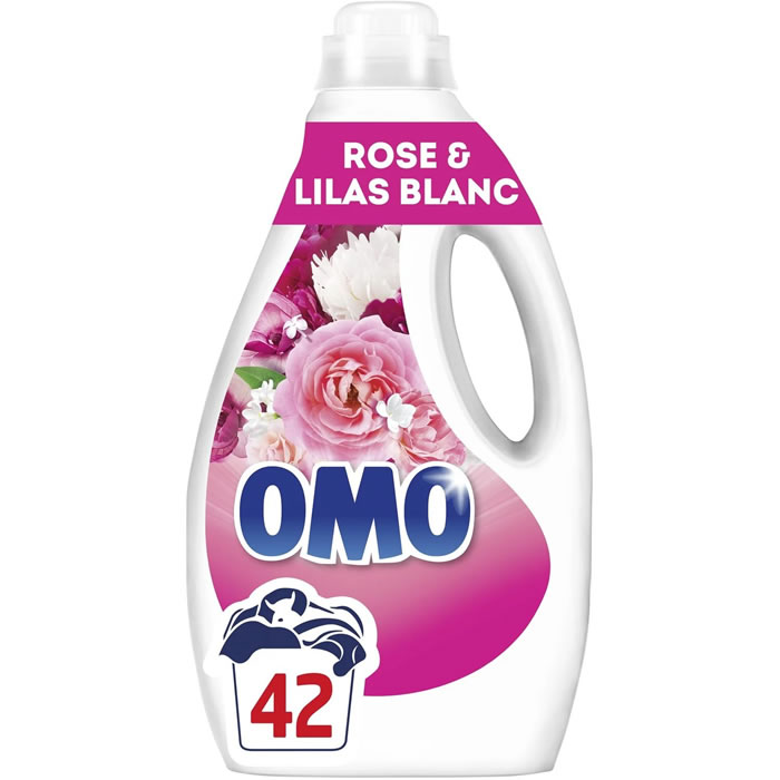 OMO Lessive liquide rose et lilas blanc Moyen Format 42 lavages