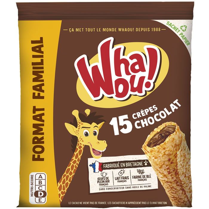 WHAOU – Crêpes fourrées au chocolat au lait Grand Format 480g