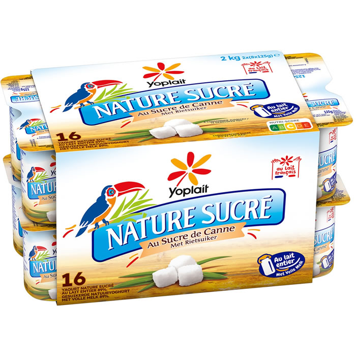Yaourts nature aromatisés au sucre de canne 3,2% M.G – YOPLAIT 16 x 125 g